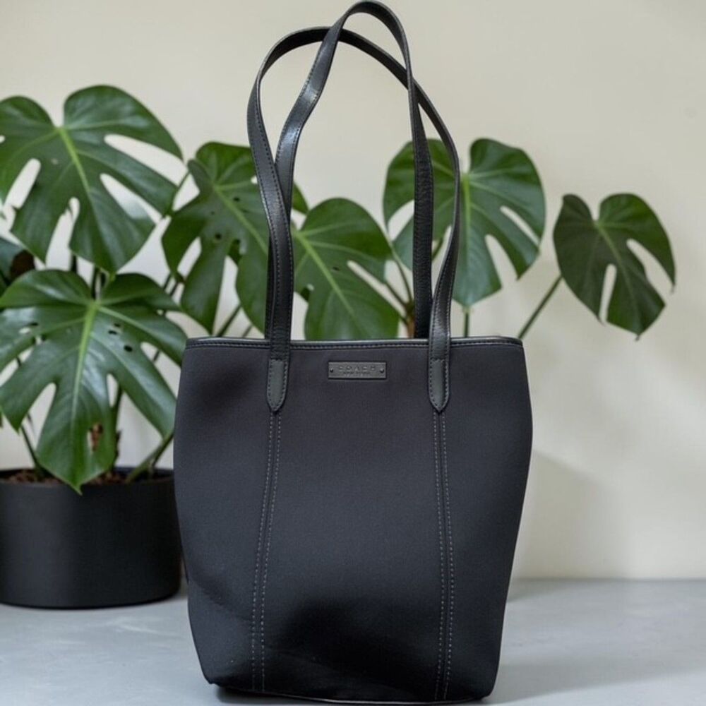 Vintage Coach Neo Lunch Tote Black Neoprene Leather Trim Bag 6201 EUC